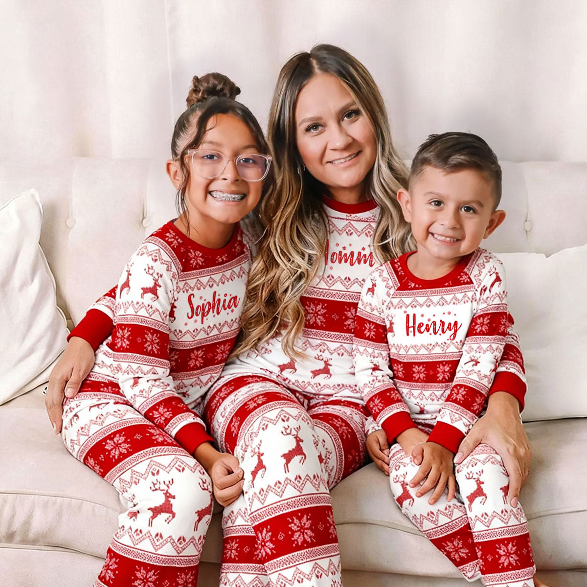 Christmas Ugly Sweater Pattern - Personalized Family Matching Pajamas