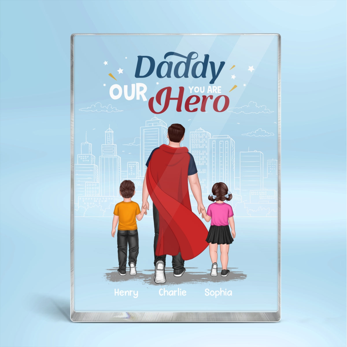 Super Hero Daddy Personalized Rectangle Acrylic Block Plaque