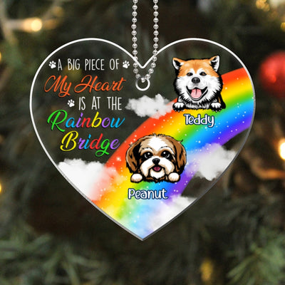 My Heart Is At Rainbow Bridge Dogs Memorial Christmas Personalized Acrylic Ornament