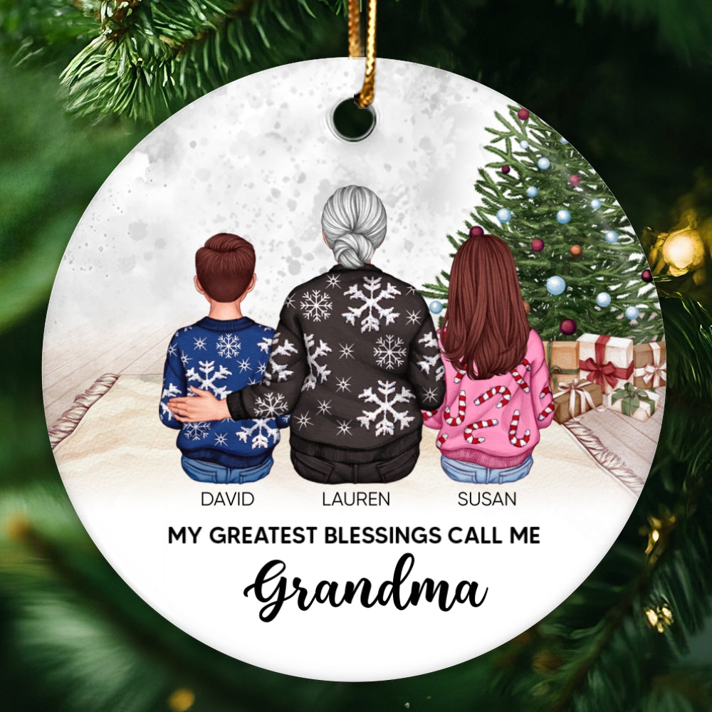 Personalized Grandma Ornament Christmas Gift from Grandkids, Gift for Grandma Mimi Gigi Abuela
