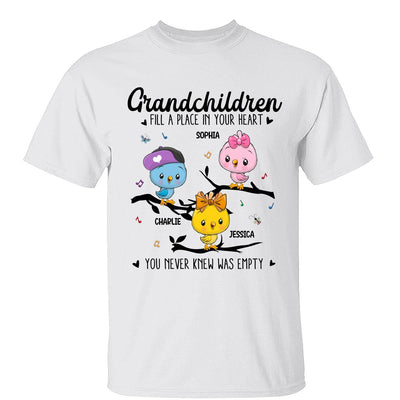 Cute Birds On Branch Grandkids Grandma Personalized Shirt