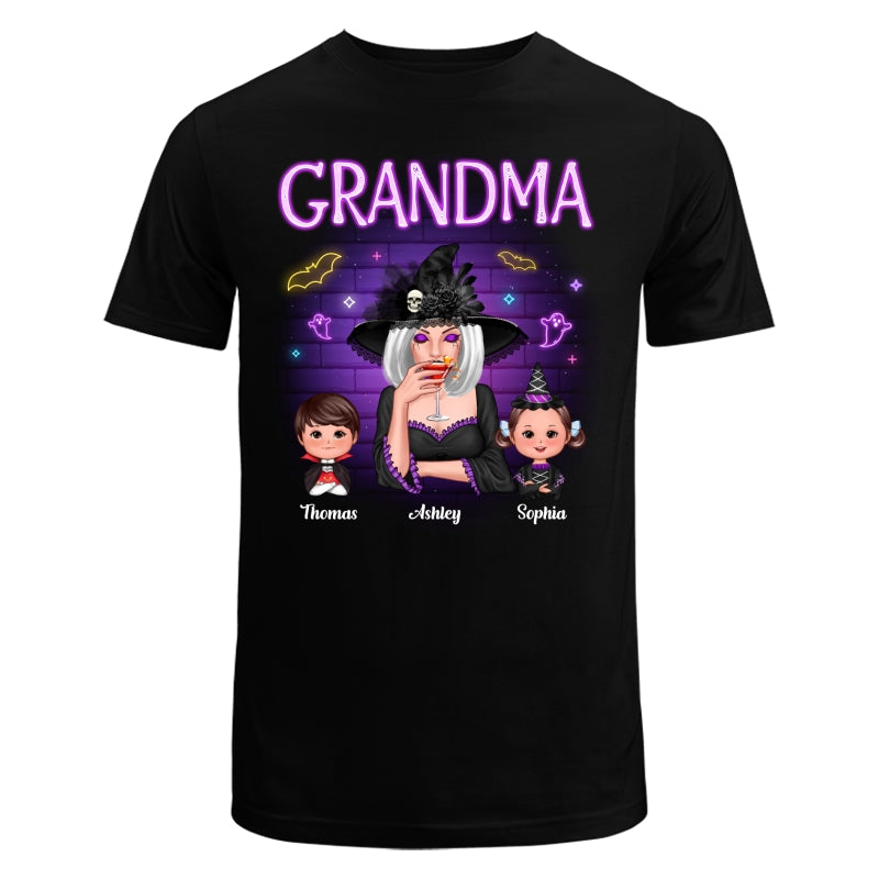 Grandma Mom Halloween Neon Light Personalized Shirt