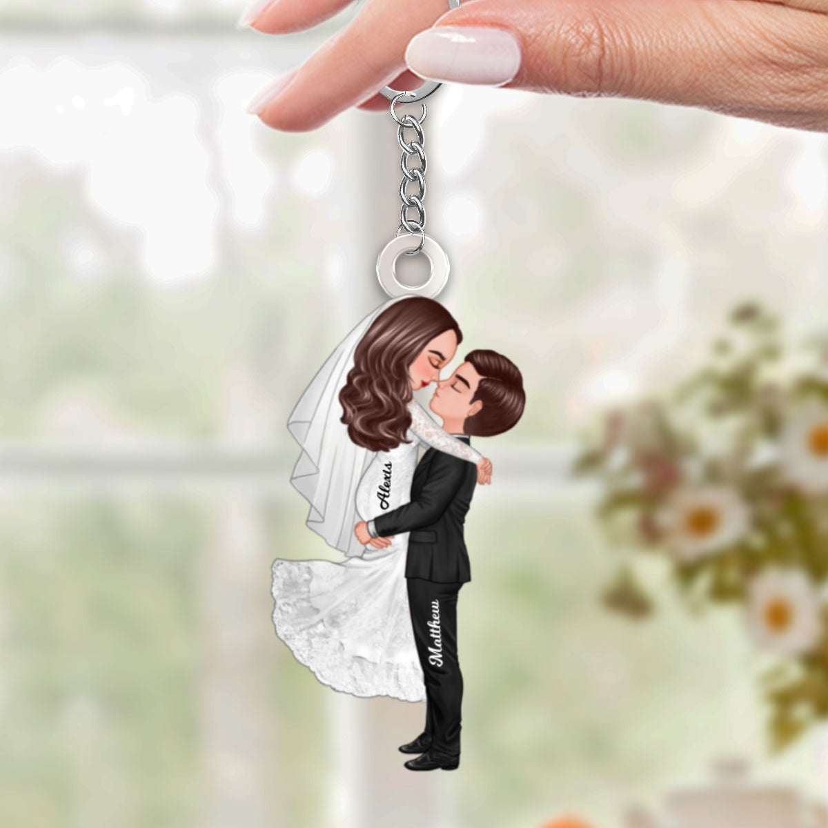 Groom & Bride Hugging Kissing Couple Acrylic Keychain, Perfect Anniversary Gift  Gift Wedding Gift For Her For Him