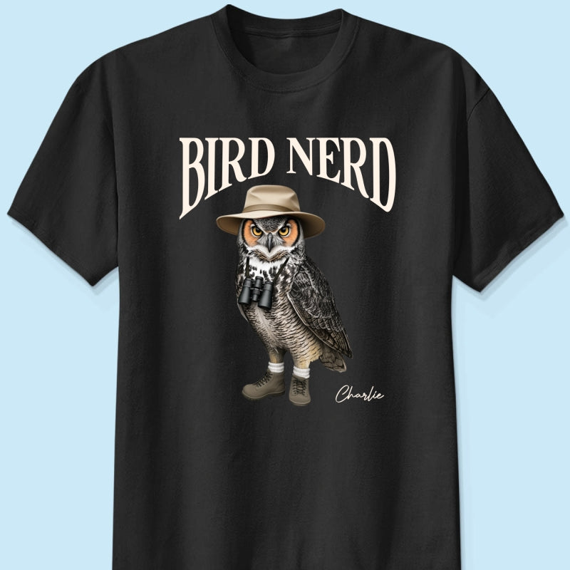 Bird Nerd Funny Bird Watcher Shirt, Twitcher Shirt, Gift for Bird Lover Personalized Dark Color Shirt
