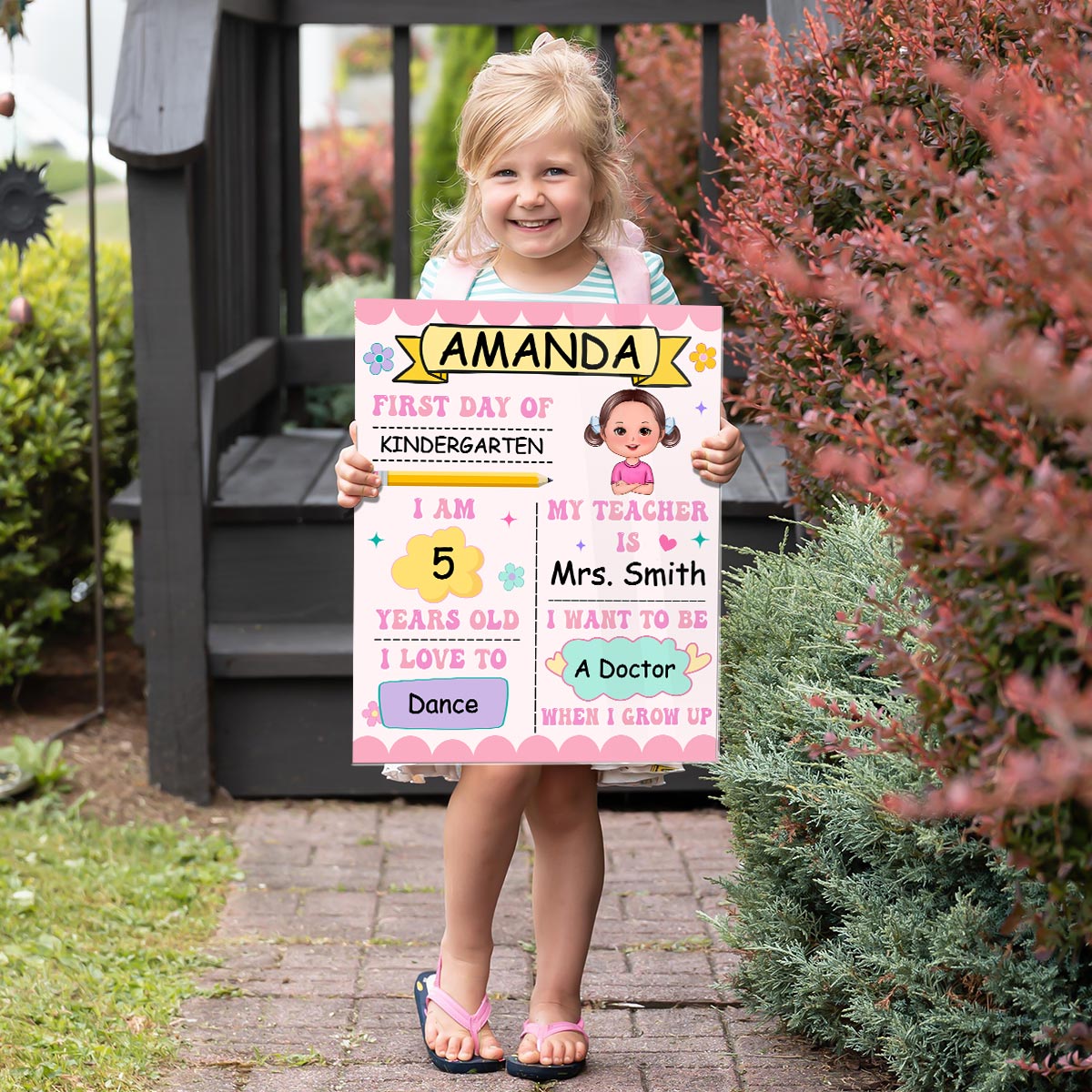 Groovy Style Acrylic First Day Of School Personalized Reusable Board Sign