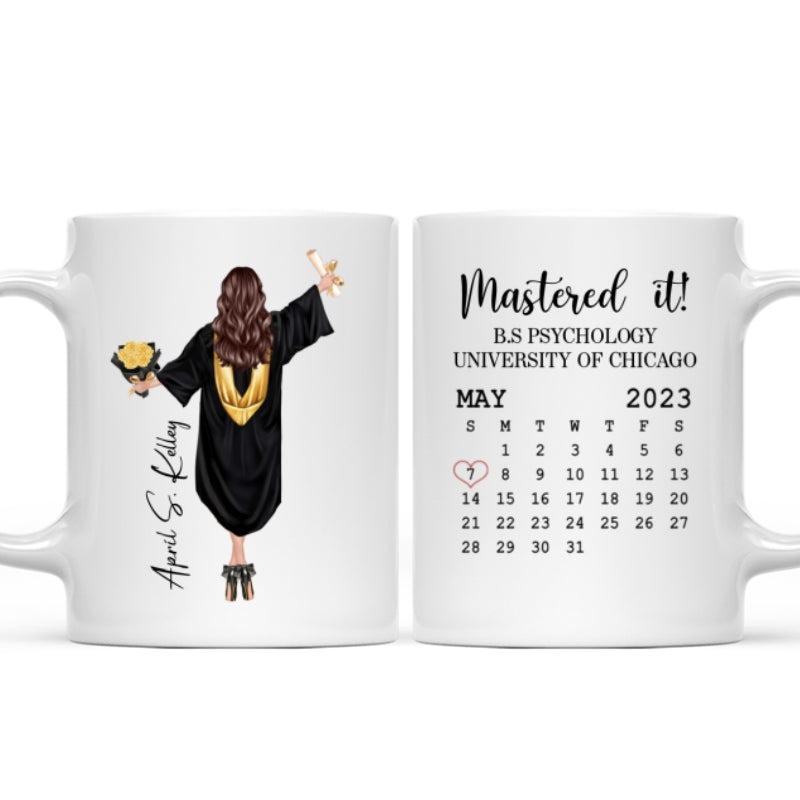 Graduation Gift Master It Gift For Senior Gift For Daughter Granddaughter Calendar Date Personalized Mug