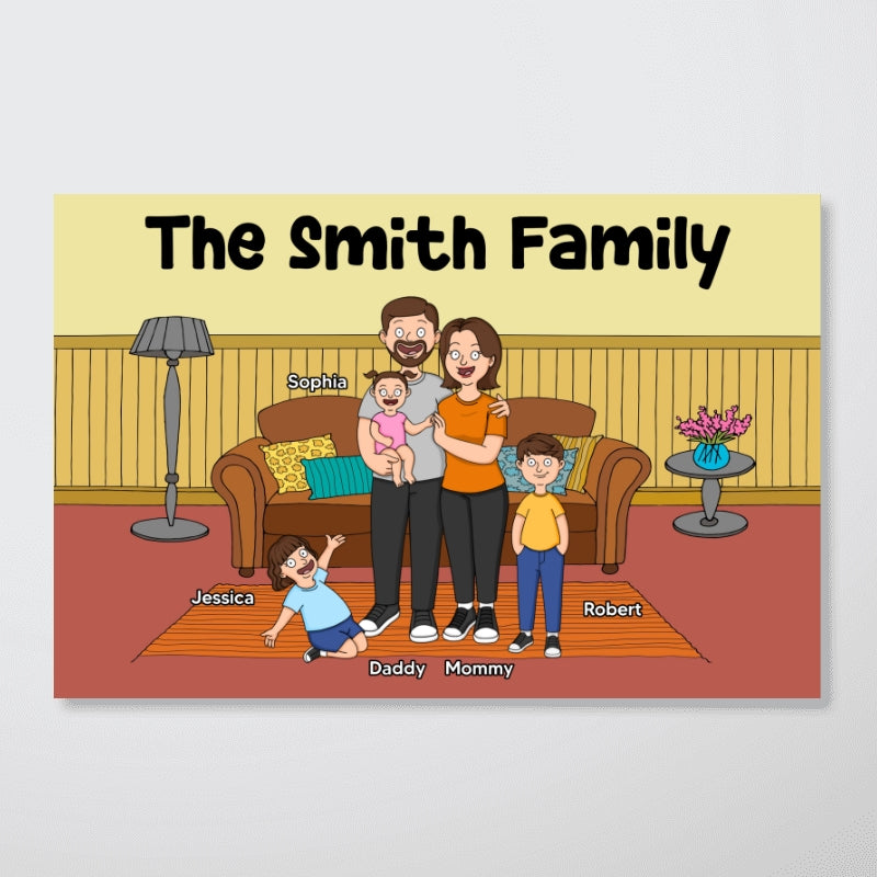 Funny Family Style Dad Mom And Kids Personalized Poster