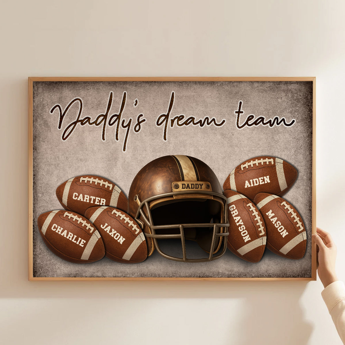Football Dad Family Names Personalized Poster, Father's Day gift
