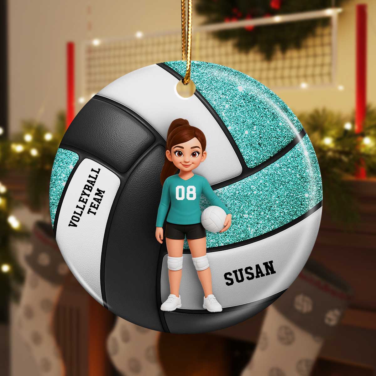 Volleyball Girl 3D Effect - Personalized Ceramic Ornament