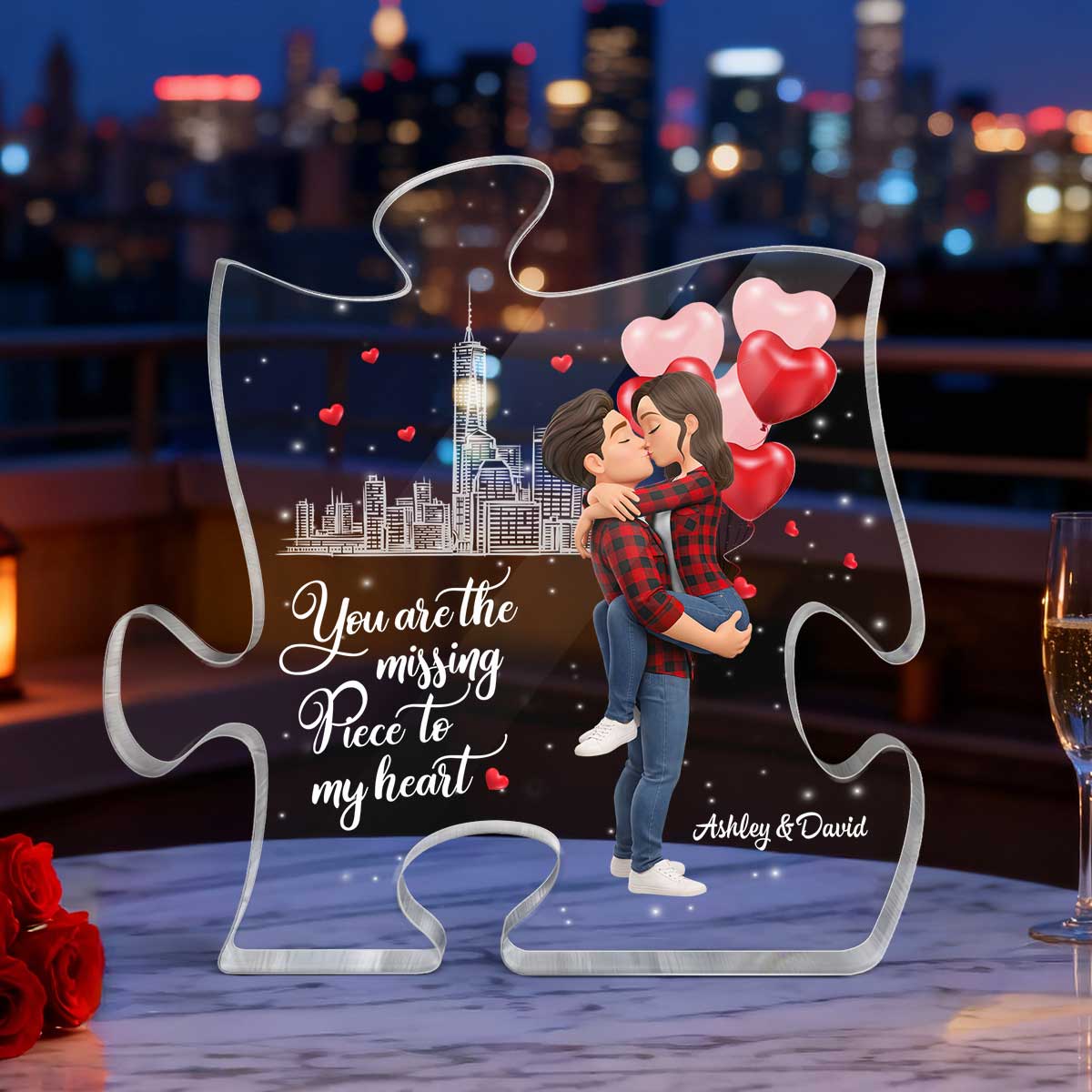 You Are The Missing Piece To My Heart - Personalized Acrylic Block Plaque - Anniversary, Valentine's Day Gift, Gift For Him, Gift For Her