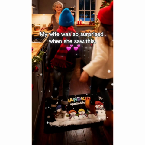 3D Effect Christmas Snowman Grandkids Spoiled Here - Personalized Doormat - Gift For Grandparents