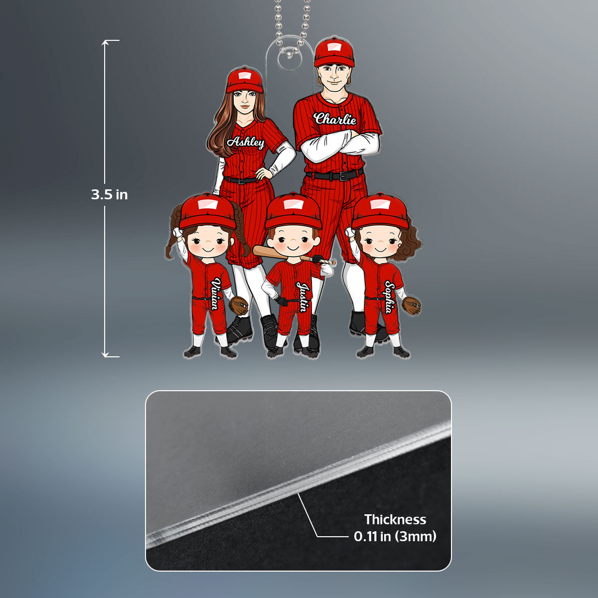 Baseball Family Personalized Car Hanger Acrylic Ornament