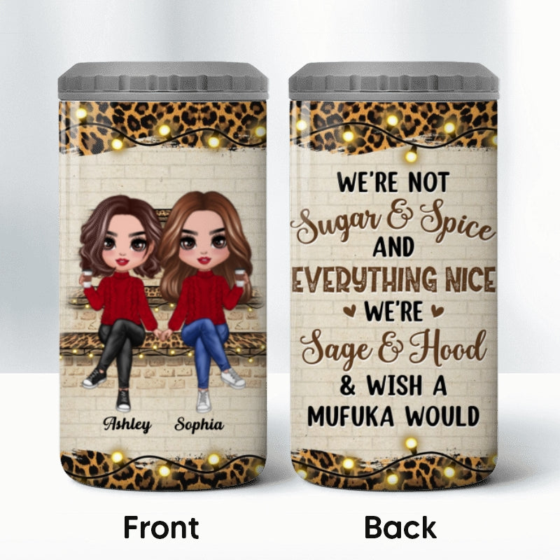 Leopard And Light Stair Besties Sisters Personalized 4 In 1 Can Cooler