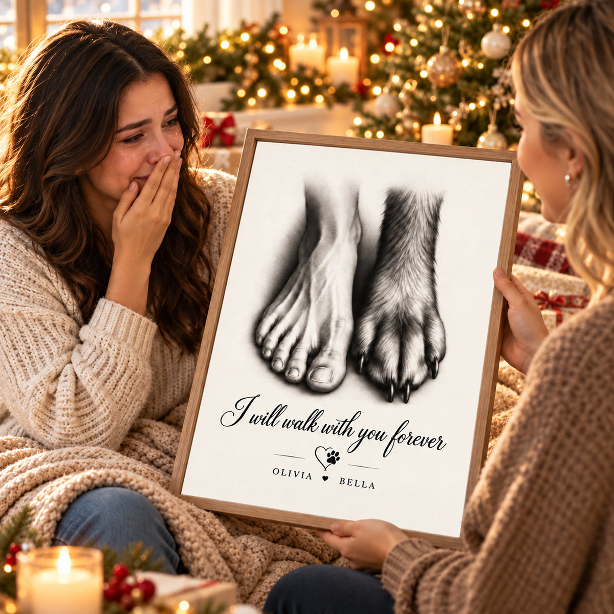 I Will Walk with You Forever - Personalized Poster - Heartfelt Memorial Sympathy Gift for Dog Cat Lovers, Christmas Gift for Her, for Him