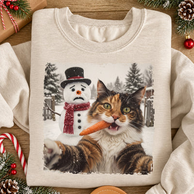 Funny Dog Cat Steal the Snowman's Snow - Personalized Shirt - Christmas Gift for Dog Cat Lovers