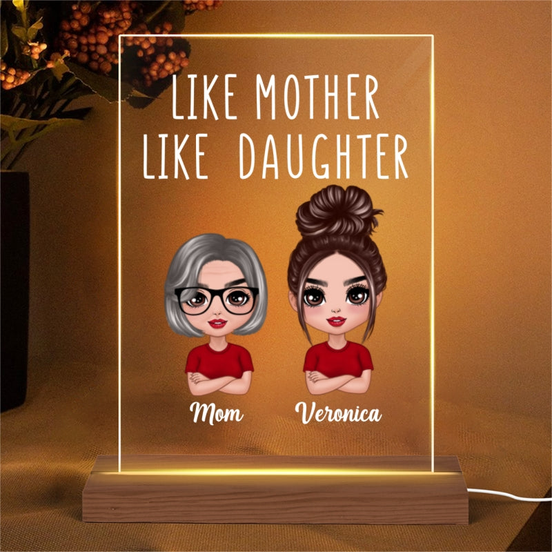 Like Mother Like Daughter Doll Women Personalized Rectangle Acrylic Plaque LED Lamp Night Light