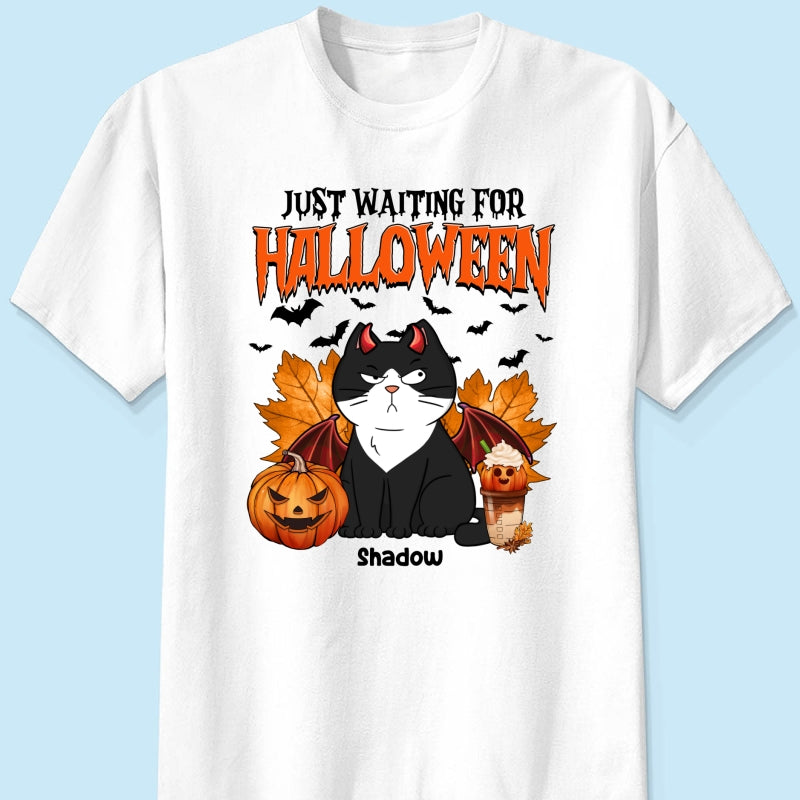 Funny Naughty Cats Just Waiting For Halloween Personalized Shirt