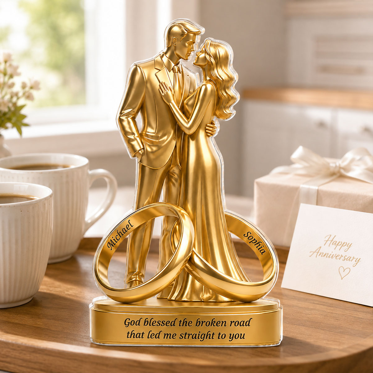 Wedding Couple Romantic Anniversary - Personalized Acrylic Block Plaque - Anniversary Gift, Gift For Couple