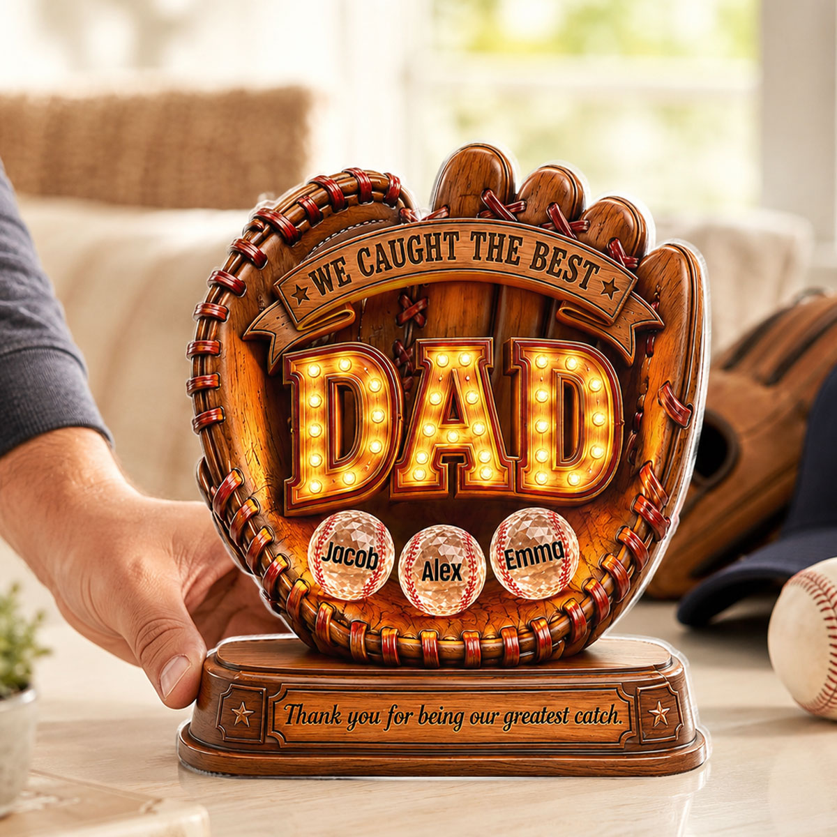 Great Baseball Dad - Personalized Acrylic Block Plaque - Father's Day Gift for Dad, Husband