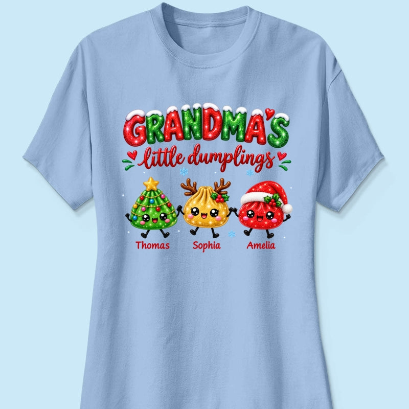 Grandma's Little Dumplings - Personalized Shirt - Trendy Christmas Tee for Grandmas, Gift for Mom, Grandma