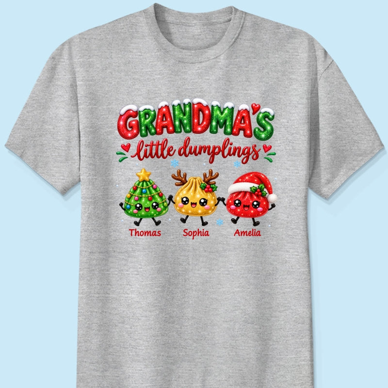 Grandma's Little Dumplings - Personalized Shirt - Trendy Christmas Tee for Grandmas, Gift for Mom, Grandma