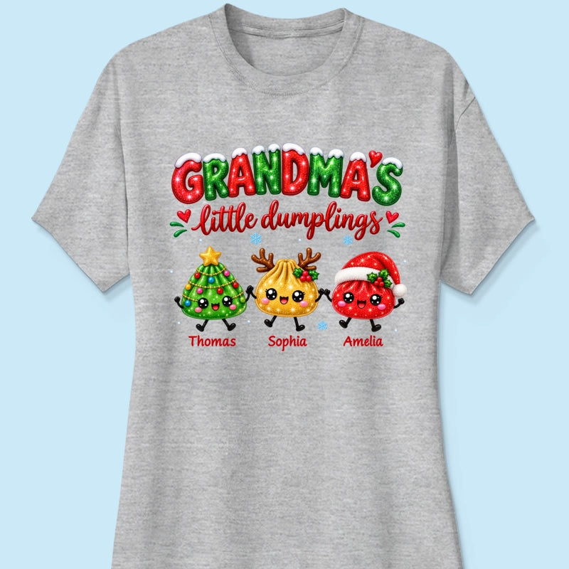 Grandma's Little Dumplings - Personalized Shirt - Trendy Christmas Tee for Grandmas, Gift for Mom, Grandma
