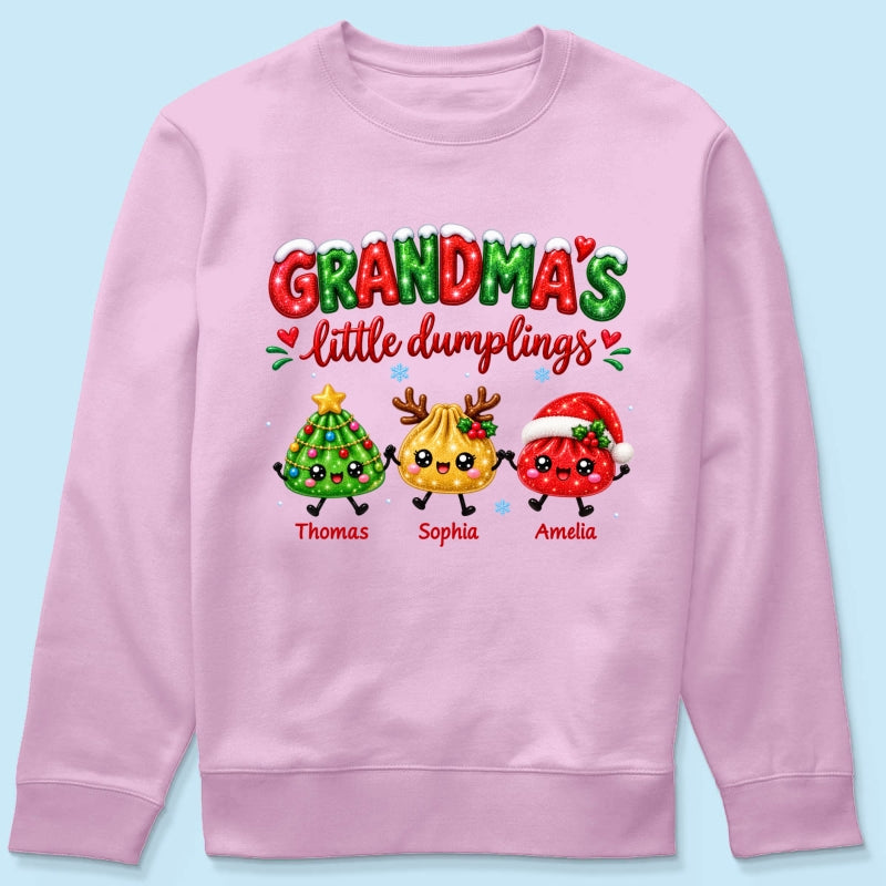 Grandma's Little Dumplings - Personalized Shirt - Trendy Christmas Tee for Grandmas, Gift for Mom, Grandma