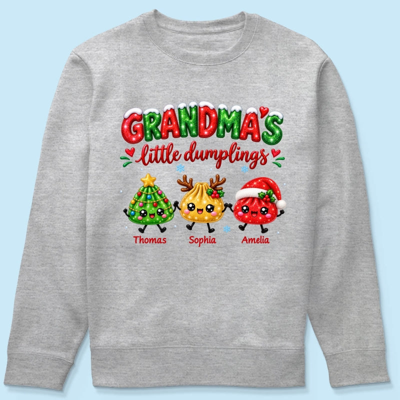 Grandma's Little Dumplings - Personalized Shirt - Trendy Christmas Tee for Grandmas, Gift for Mom, Grandma