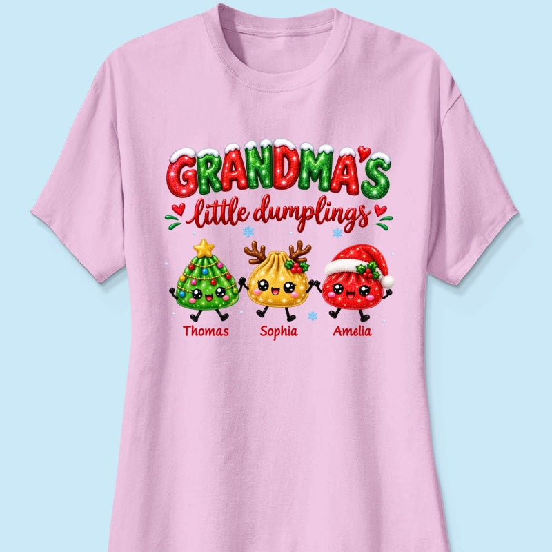 Grandma's Little Dumplings - Personalized Shirt - Trendy Christmas Tee for Grandmas, Gift for Mom, Grandma