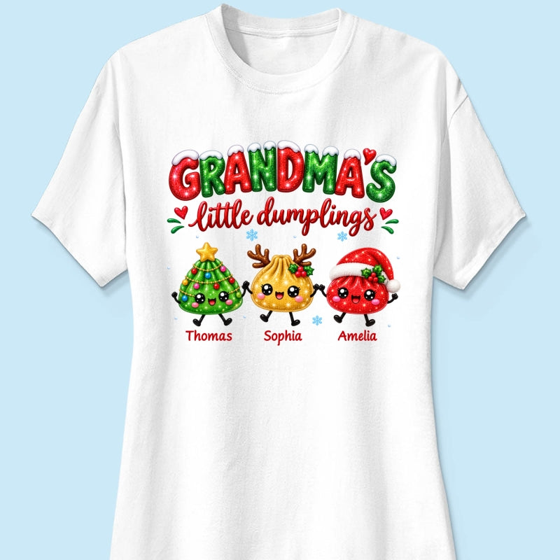 Grandma's Little Dumplings - Personalized Shirt - Trendy Christmas Tee for Grandmas, Gift for Mom, Grandma