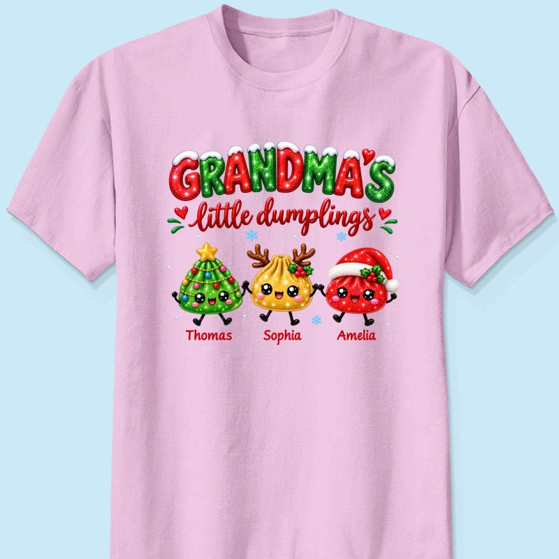 Grandma's Little Dumplings - Personalized Shirt - Trendy Christmas Tee for Grandmas, Gift for Mom, Grandma
