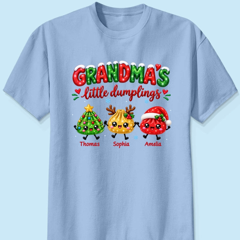 Grandma's Little Dumplings - Personalized Shirt - Trendy Christmas Tee for Grandmas, Gift for Mom, Grandma