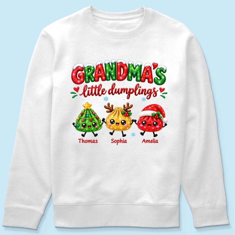 Grandma's Little Dumplings - Personalized Shirt - Trendy Christmas Tee for Grandmas, Gift for Mom, Grandma