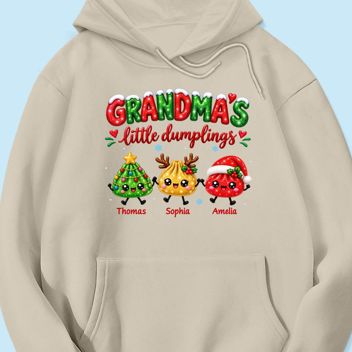 Grandma's Little Dumplings - Personalized Shirt - Trendy Christmas Tee for Grandmas, Gift for Mom, Grandma