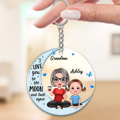 Doll Grandma Grandkids Blue Moon Personalized Acrylic Keychain