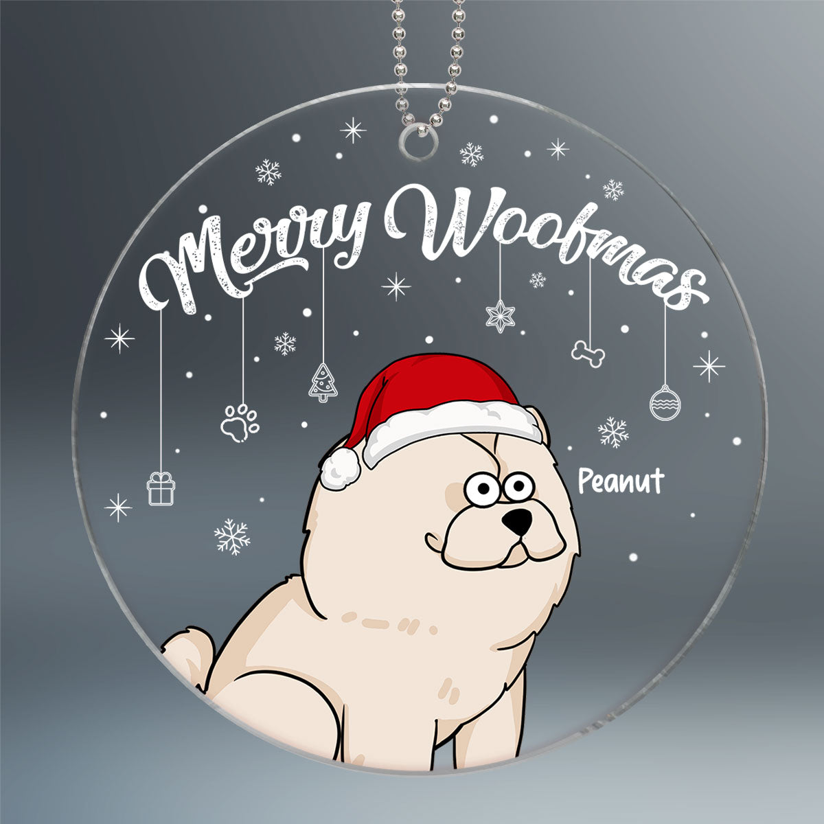 Funny Dogs Cartoon Peeking Christmas Personalized Acrylic Ornament
