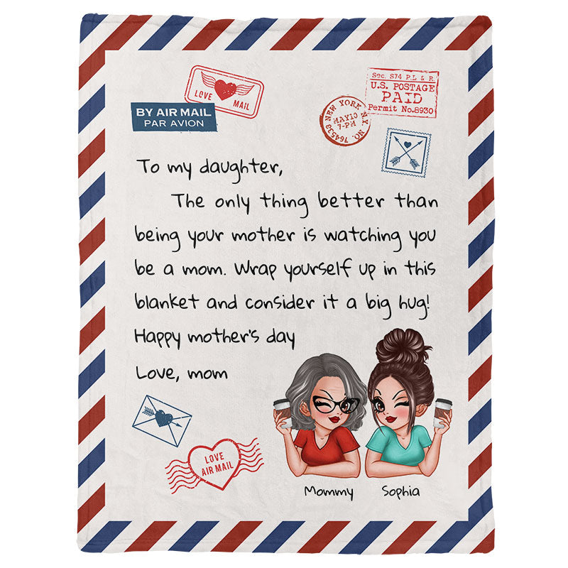 The Only Thing Better Than Being Your Mother is Watching You Being A Mom Personalized Fleece Blanket, Heartwarming Gift for Daughters, Daughter-in-law