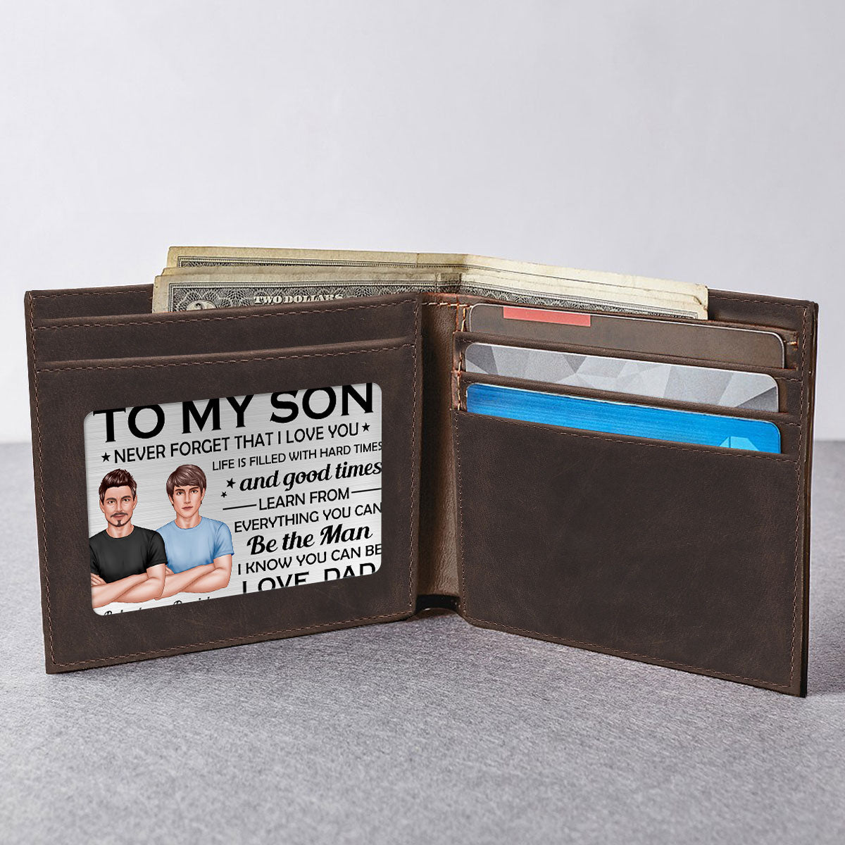 To My Son From Dad Personalized Metal Wallet Card