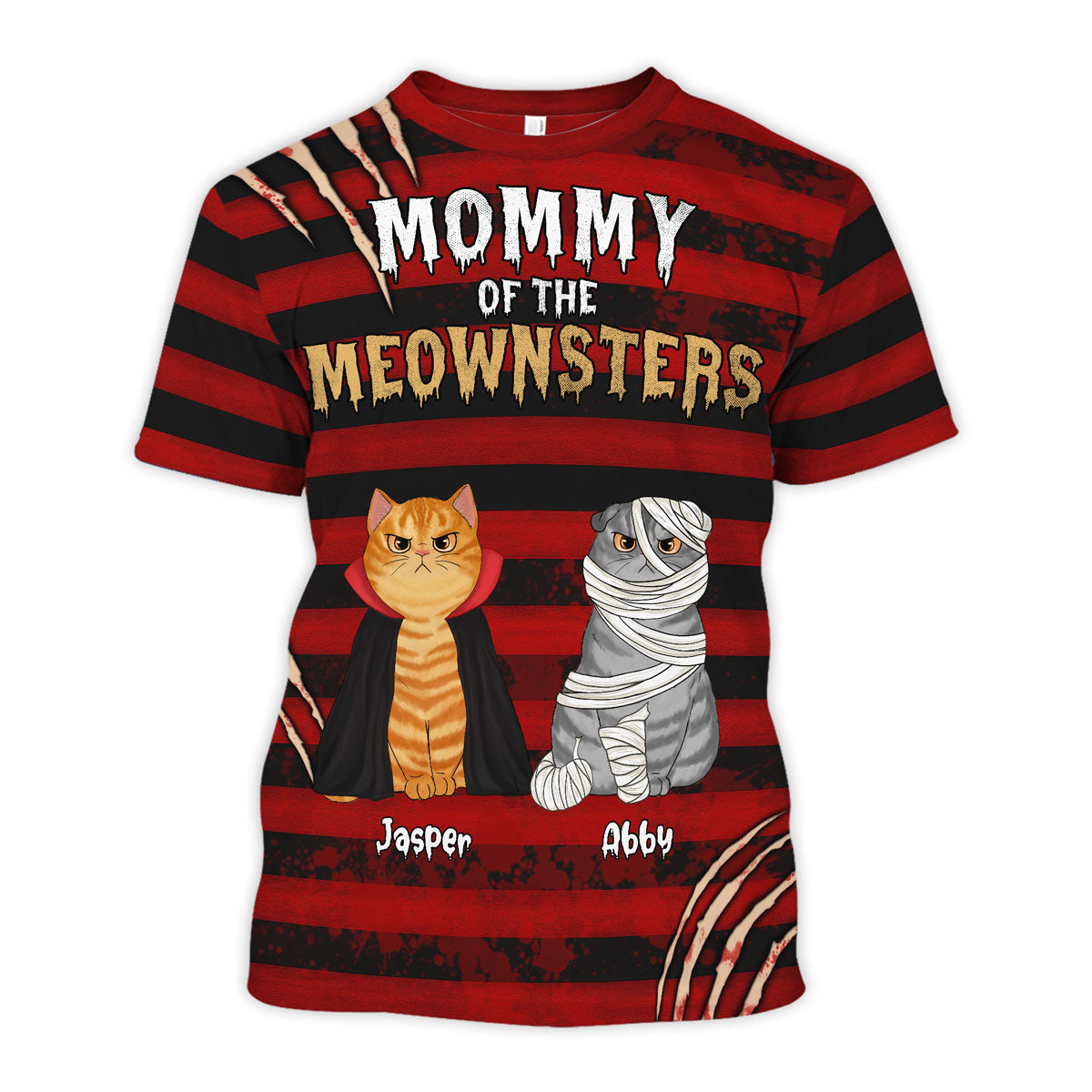 Halloween Horror Theme Cat Mom Cat Dad Personalized 3D Shirt, Halloween Costume For Cat Lovers