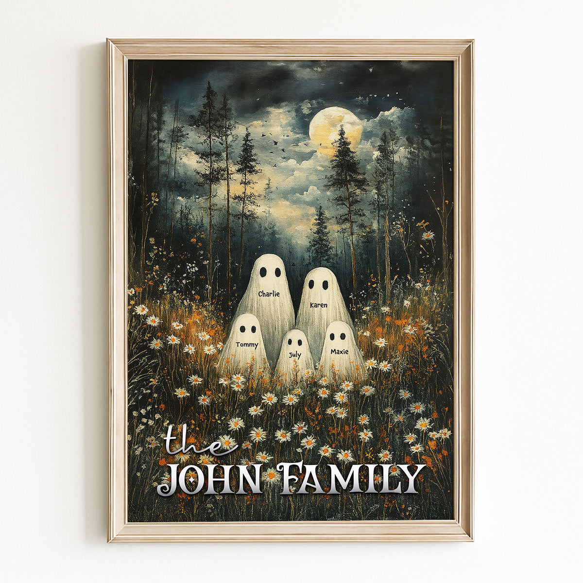Halloween Family Portrait Personalized Poster Printing, Custom Family Halloween Wall Art
