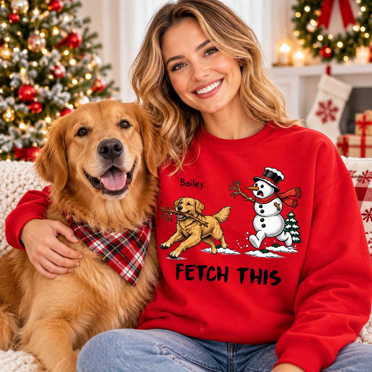 Dog Steal Snowman Hand Running Upload Pet Photo - Personalized Shirt - Funny Christmas Gift For Dog Lovers