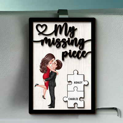 Couple My Missing Piece Personalized Car Visor Clip, Gift For Him, Gift For Her