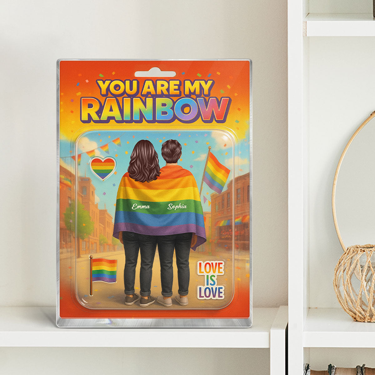 Pride Month LGBT Couple Custom Figure Personalized Rectangle Acrylic Block Plaque, Gift For Couple