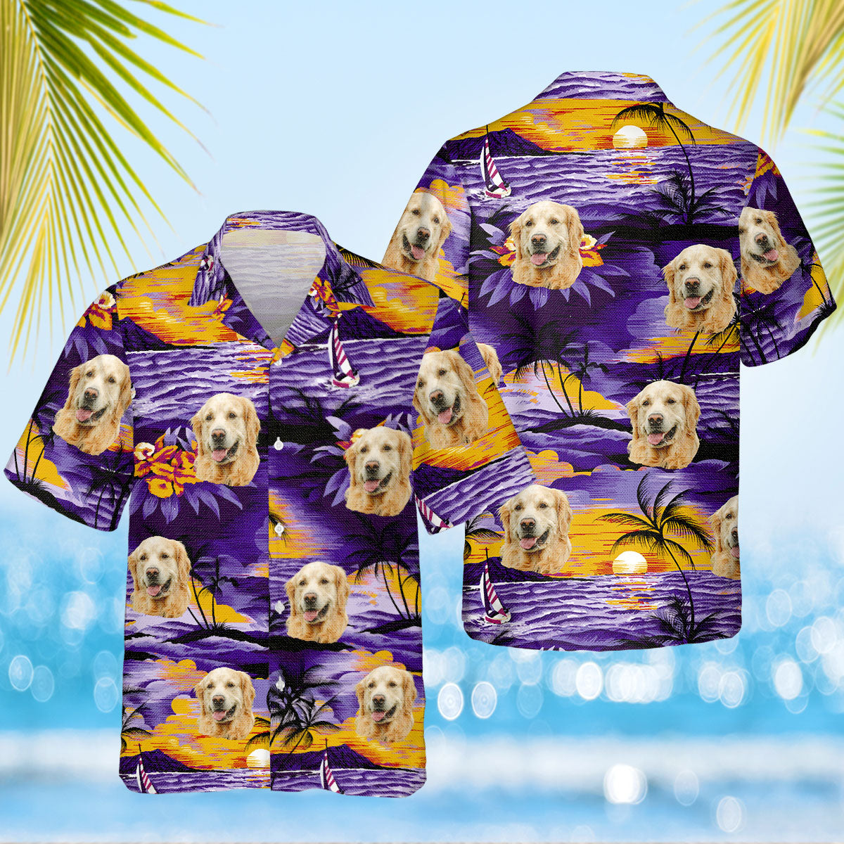 Tropical Pattern Custom Dog Cat Face Personalized Hawaiian Shirt