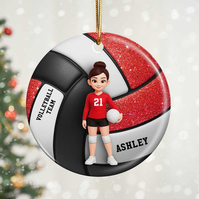 Volleyball Girl 3D Effect - Personalized Ceramic Ornament