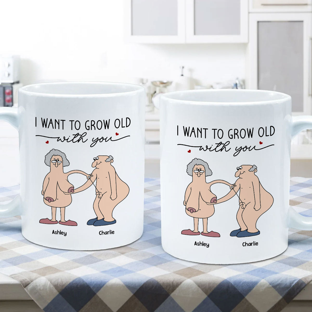 Want To Grow Old With You Funny Old Couple Anniversary Keepsake  Gift Personalized Mug