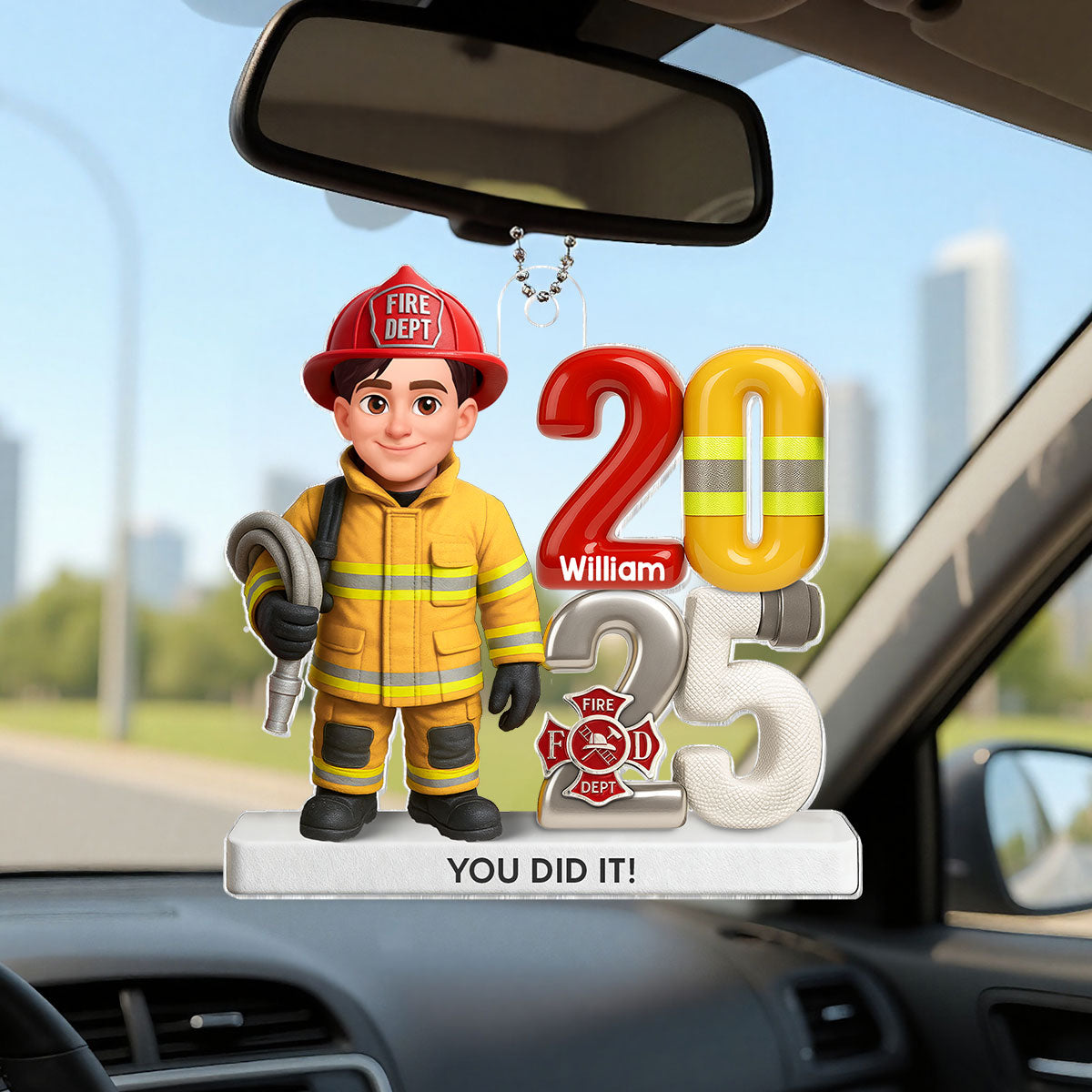 2025 Firefighter You Did It - Personalized Acrylic Ornament - Fire Academy Graduation Gift, Promotion Gift