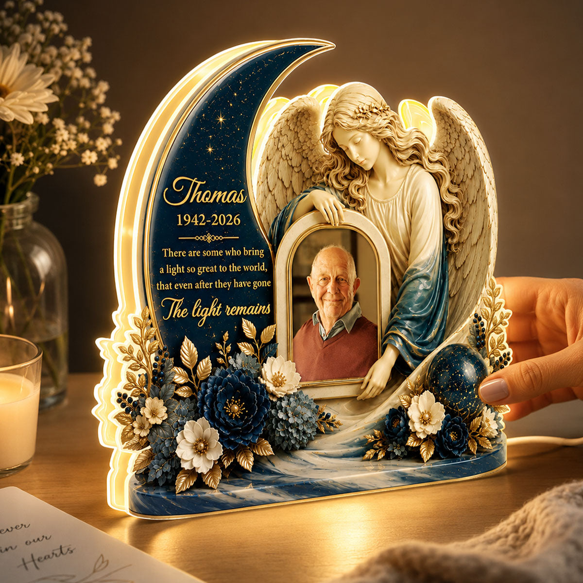 Your Light Remains Memorial - Personalized Light Box - Heartfelt Sympathy Keepsake, Remembrance Gift for Loss of Loved One