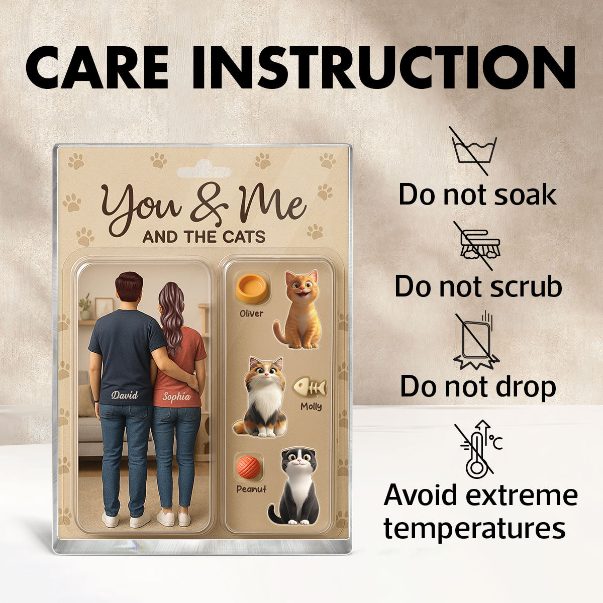 You & Me We Got This Cat Lover Couple Realistic Figures Style Personalized Acrylic Block Plaque