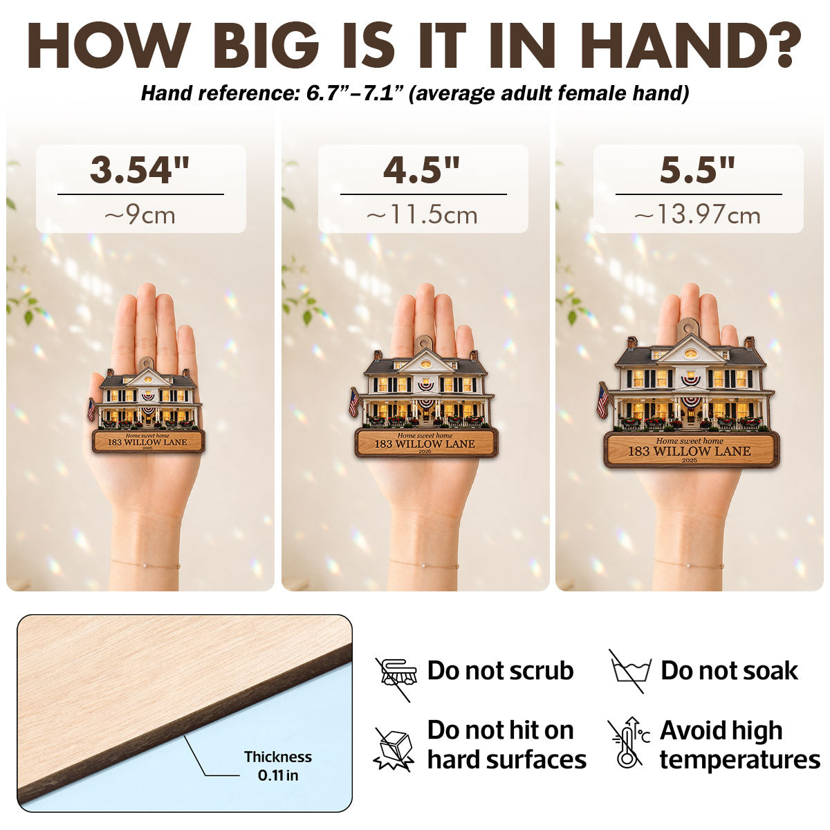 Custom New Home Portrait from Photo - Personalized Wooden Ornament - Christmas Gift for Daughter, Son, Family, Friends, Housewarming Gift